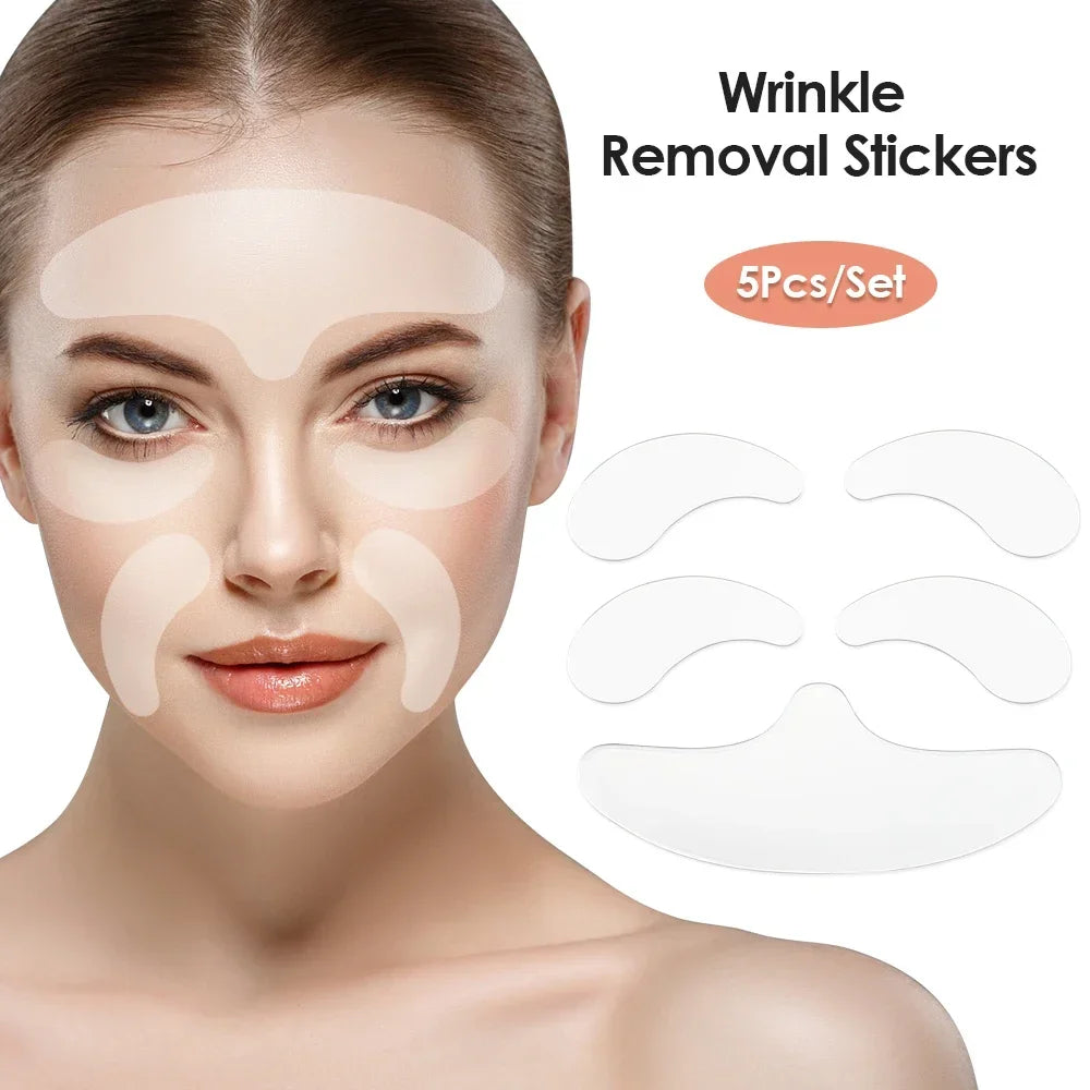 Wrinkle Removing Transparent Reusable Silicone Stickers ForForehead, Neck, & Eye Face Lifting Patches