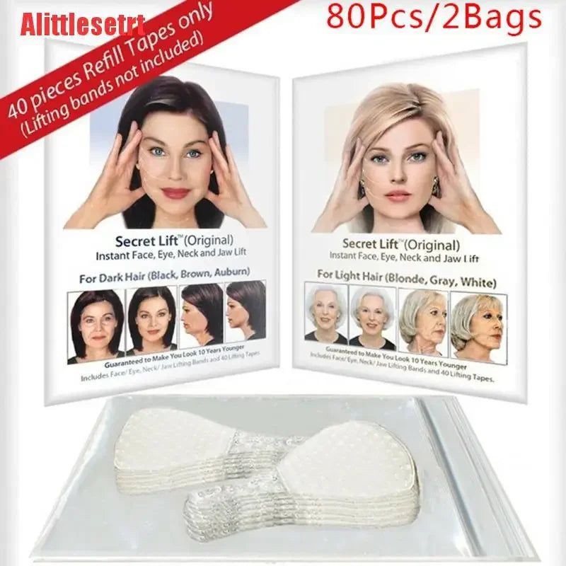 Invisible Facial Liftting Stickers For Wrinkles & Sagging Skin. Fast Pull Chin Adhesive Tape, 40Pcs/Set