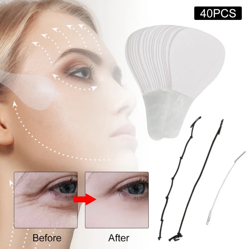 Invisible Facial Liftting Stickers For Wrinkles & Sagging Skin. Fast Pull Chin Adhesive Tape, 40Pcs/Set