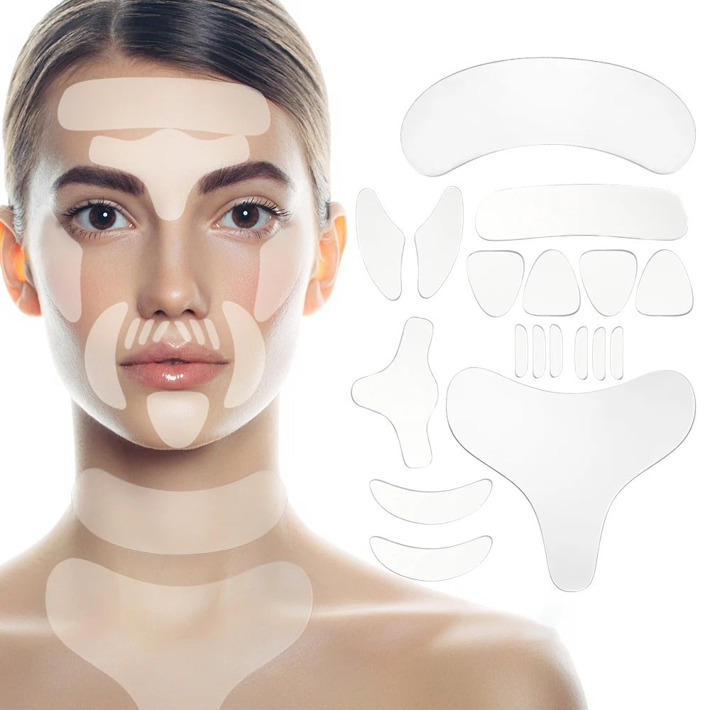 Wrinkle Removing Transparent Reusable Silicone Stickers ForForehead, Neck, & Eye Face Lifting Patches