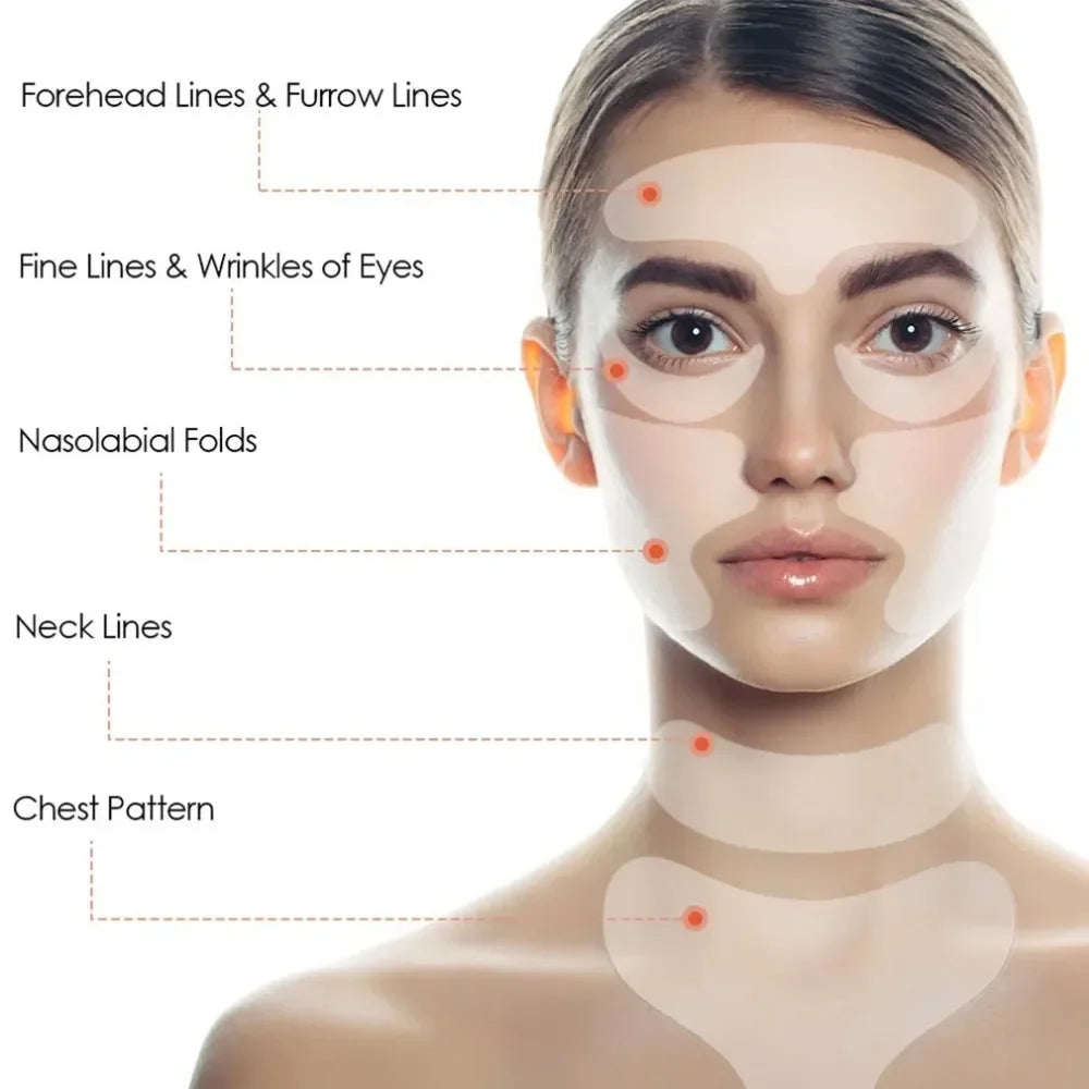 Wrinkle Removing Transparent Reusable Silicone Stickers ForForehead, Neck, & Eye Face Lifting Patches