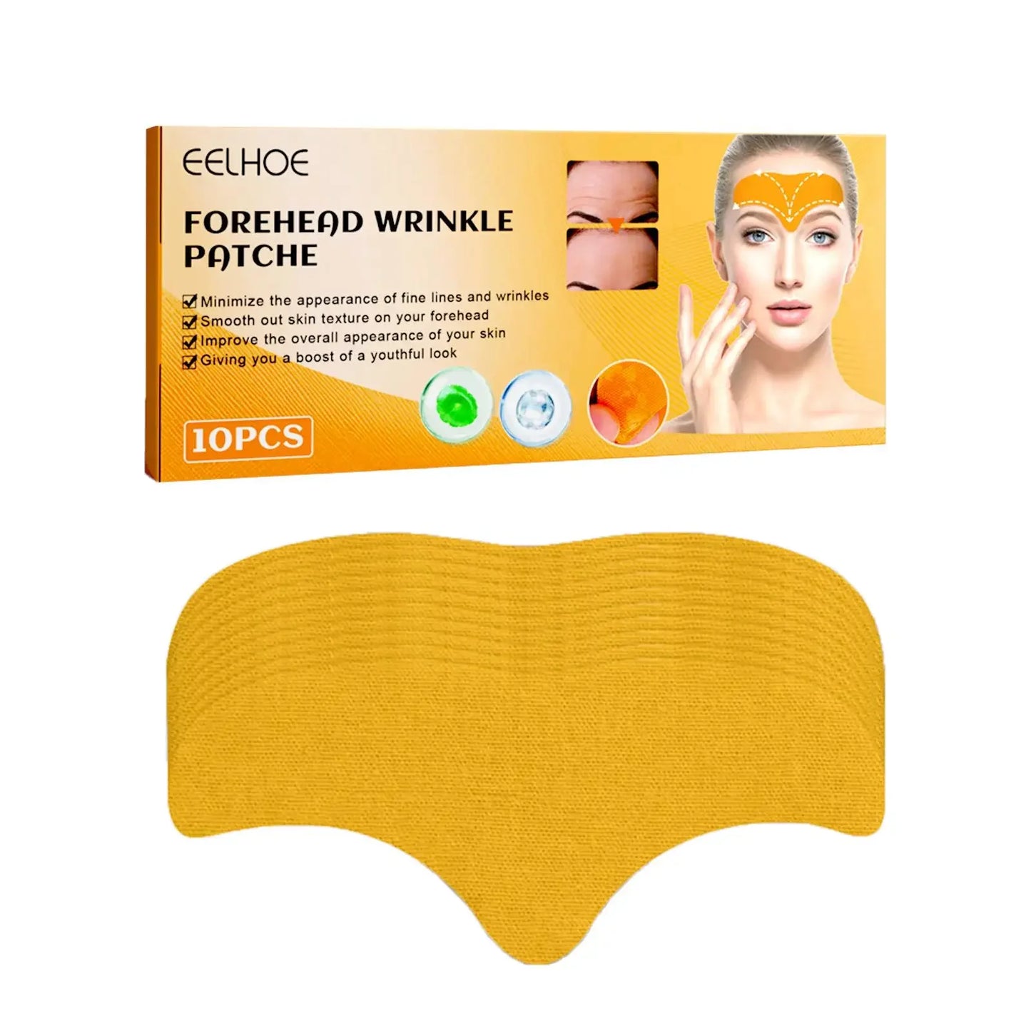 Collagen Wrinkle Reducing Gel Patch - 10pcs Forehead Line Removal, Firming Mask, Frown Lines, Face Skin Care Stickers