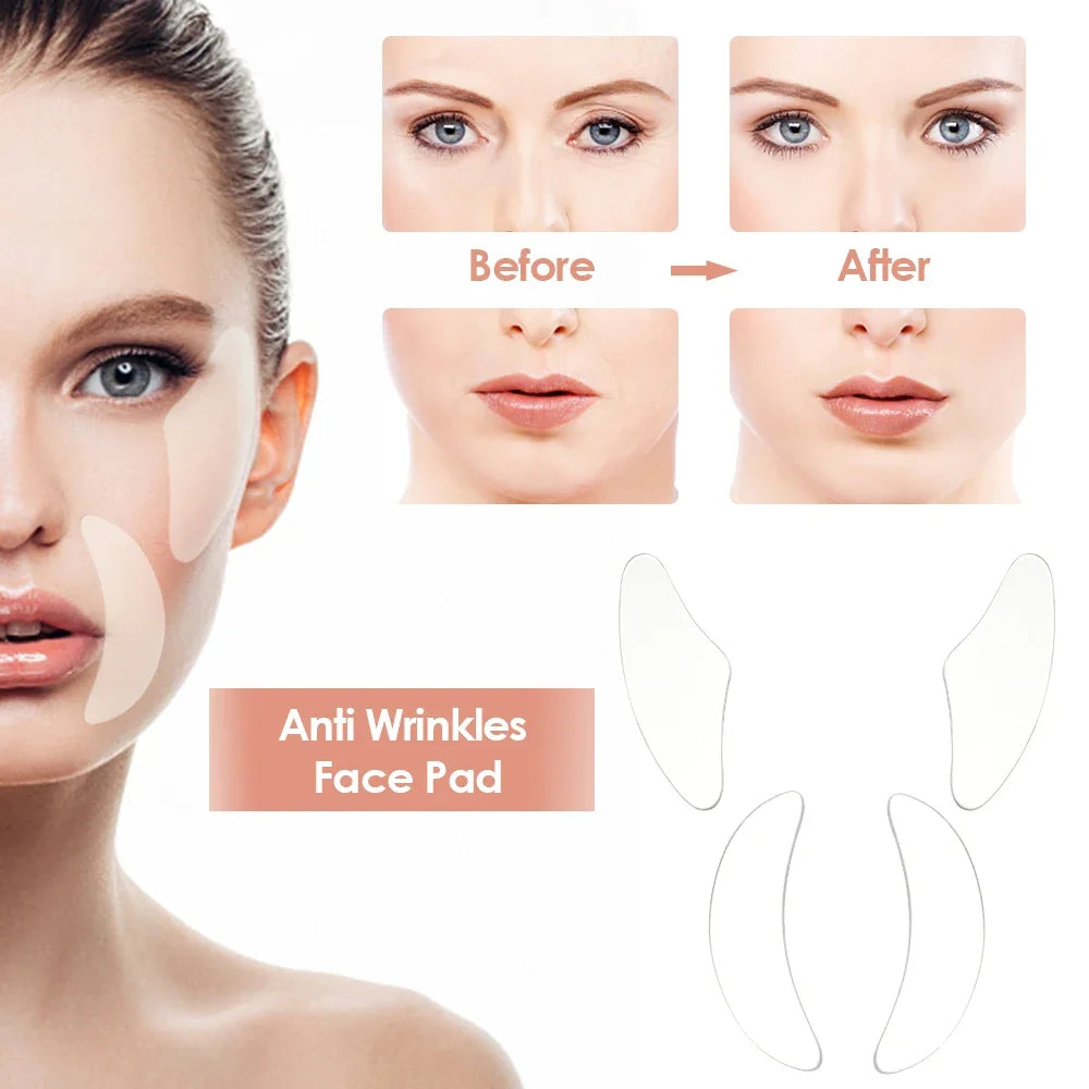 Wrinkle Removing Transparent Reusable Silicone Stickers ForForehead, Neck, & Eye Face Lifting Patches