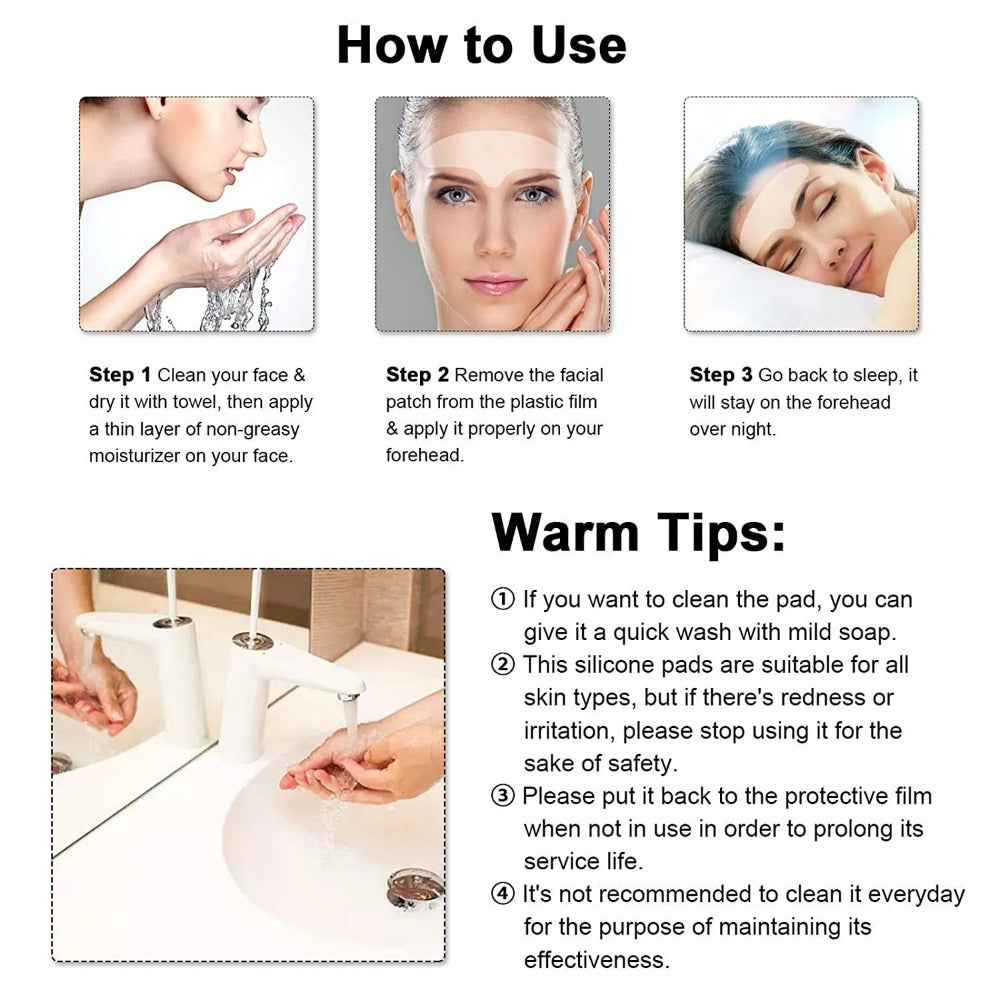 Wrinkle Removing Transparent Reusable Silicone Stickers ForForehead, Neck, & Eye Face Lifting Patches