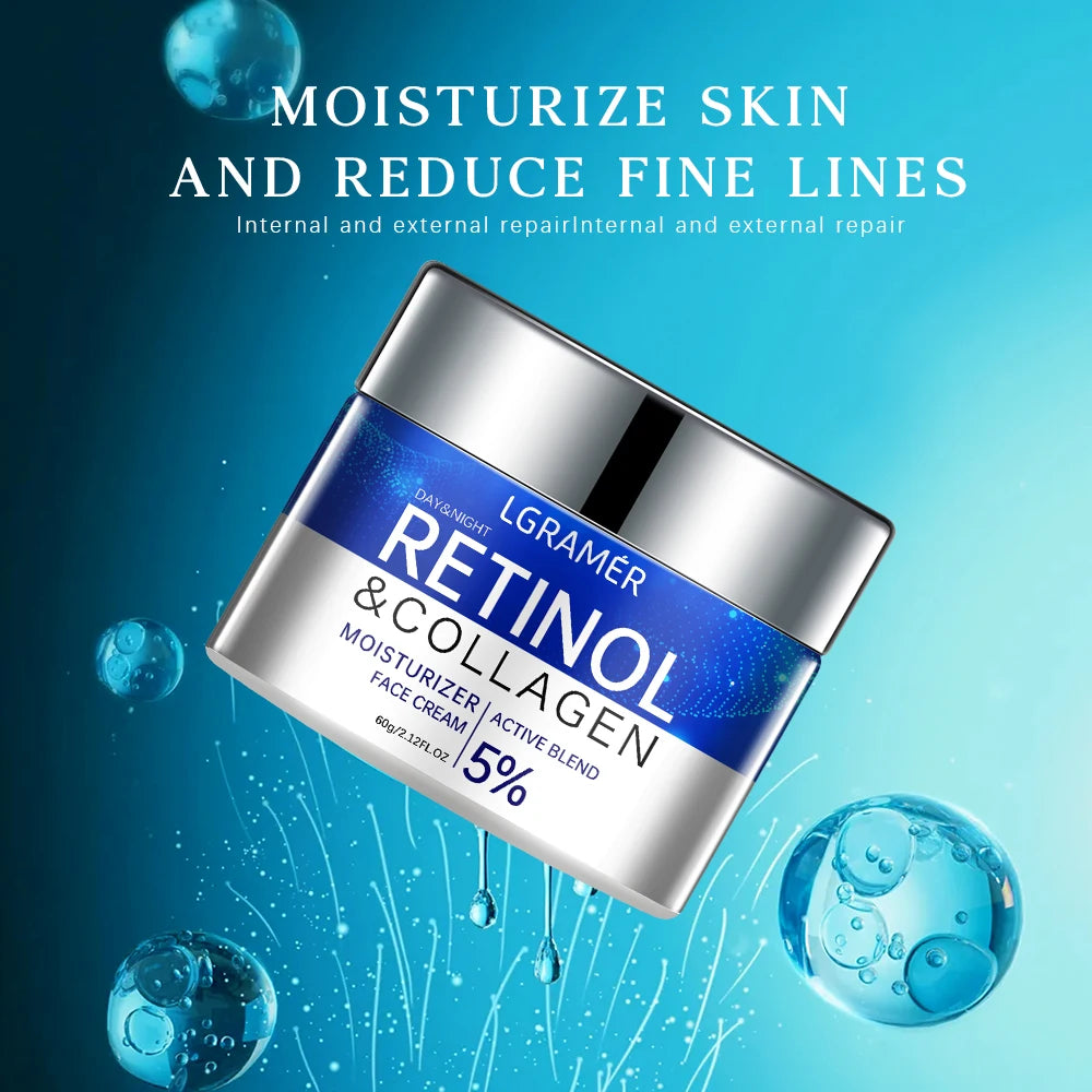 Retinol & Collagen Wrinkle Removing Cream.  Fade Fine Lines, Moisturize For Glowing Complexion