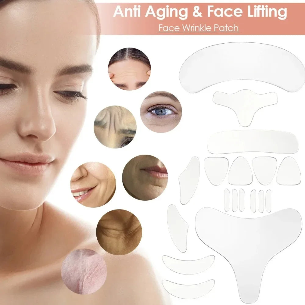 Wrinkle Removing Transparent Reusable Silicone Stickers ForForehead, Neck, & Eye Face Lifting Patches
